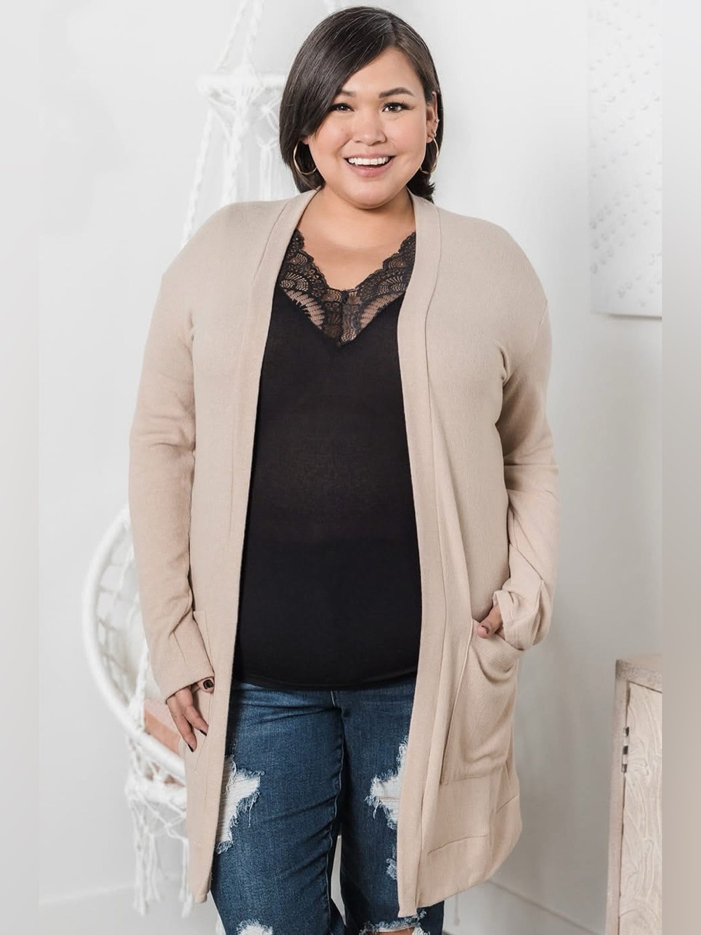 Be Free Cardigan (NWOT) Taupe/Beige, Size 2XL